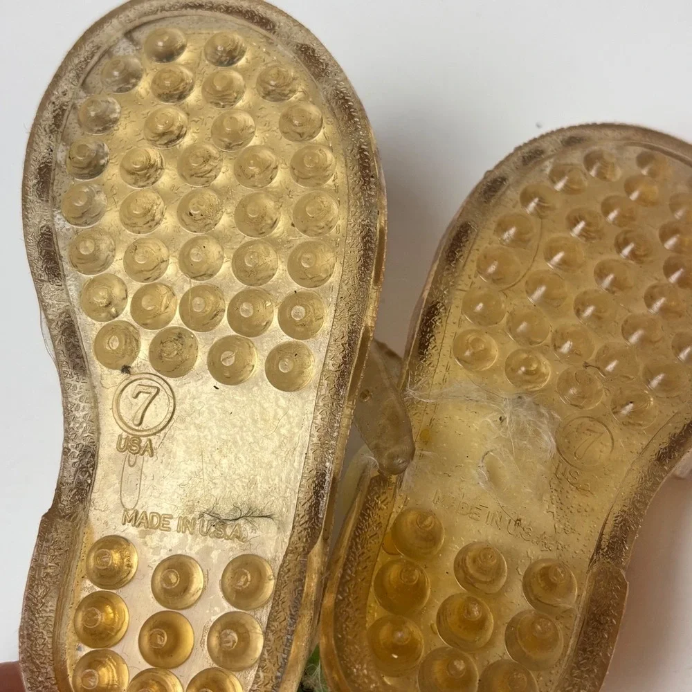 Vintage Toddler Jelly Sandals Gold Glitter Fisherman Shoes Size‎ 7 Made in USA